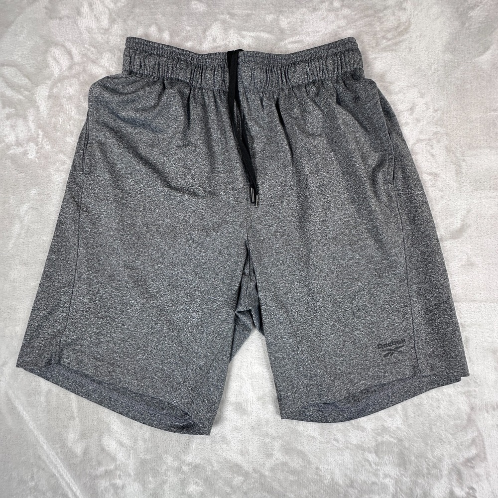Reebok Cruz 2.0 Shorts Mens 28 Heathered Gray Elastic Waist Workout Shorts